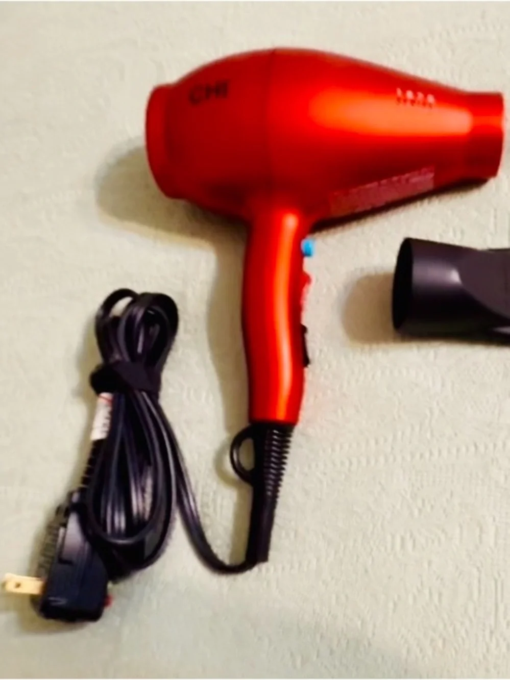CHI 1875 Series Professional Hair Dryer, red, fully functional, used.